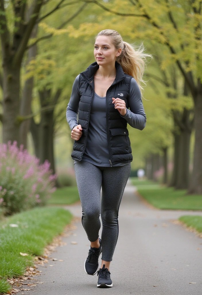 16 Spring Athleisure Outfits That Are Perfect for Any Activity (You’ll Love #4!) - 13. Sporty Layering with a Vest