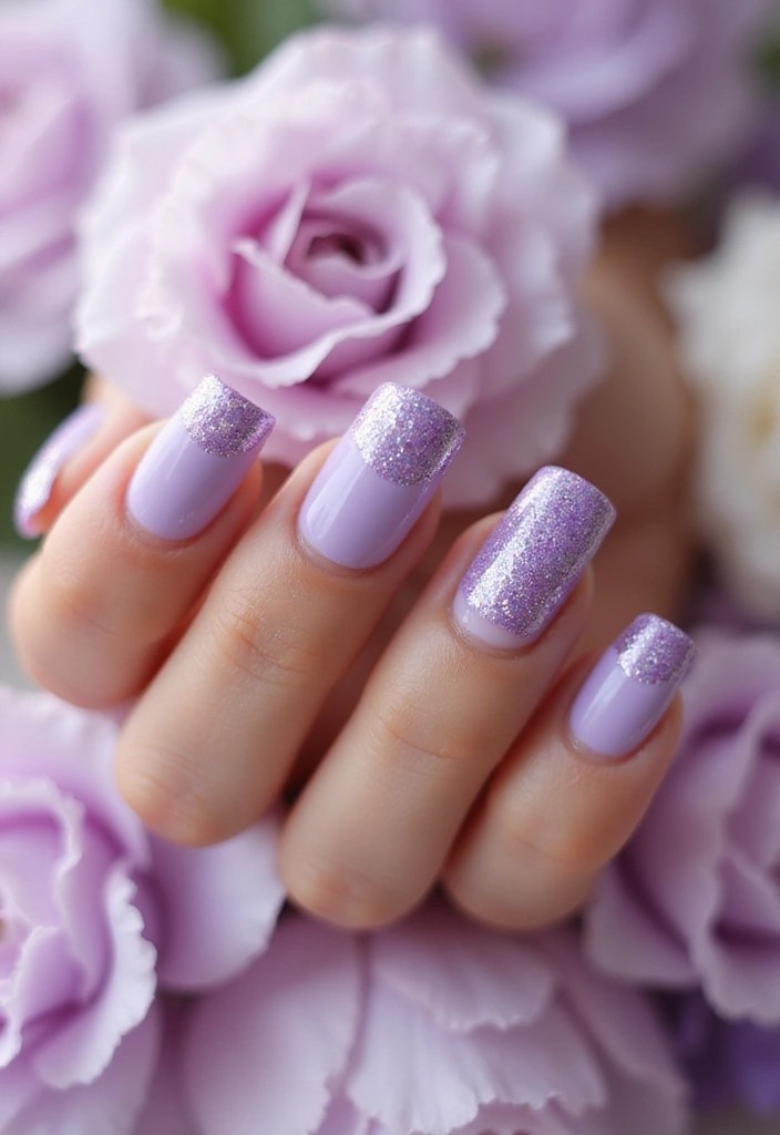15 Pastel Spring Nails That Will Make You Want to Paint Your Tips Right Now! - 3. Lavender Glitter Tips