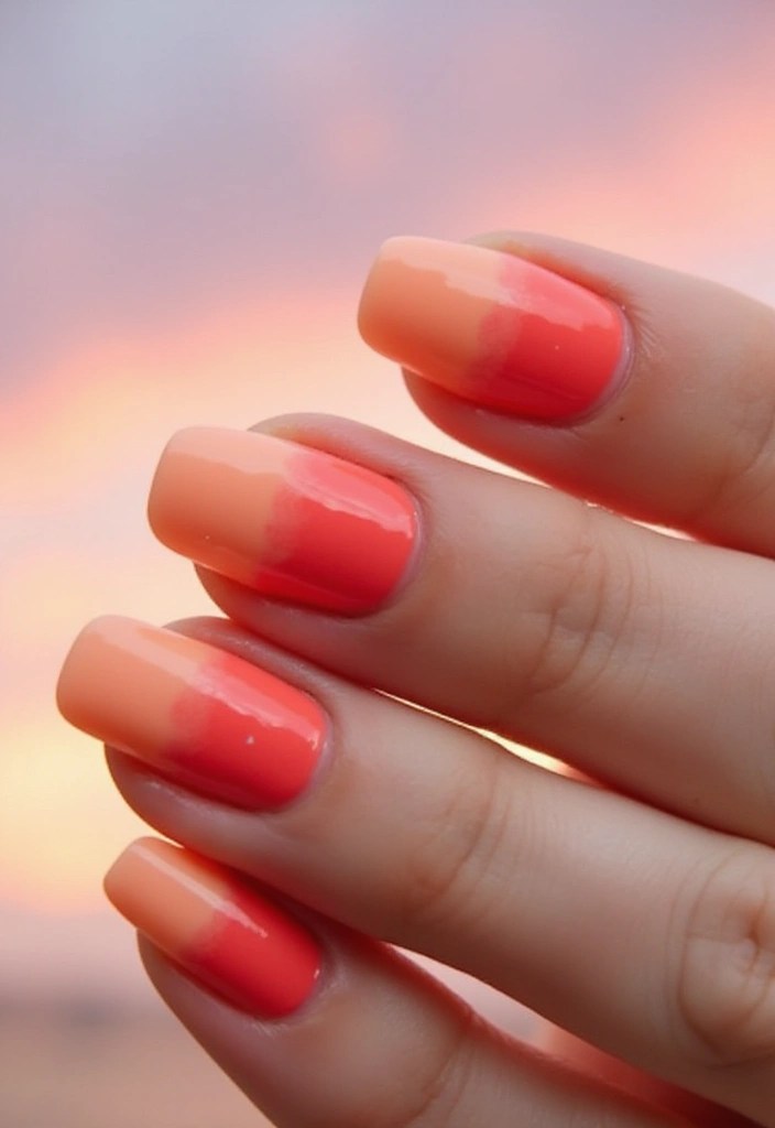 15 Pastel Spring Nails That Will Make You Want to Paint Your Tips Right Now! - 6. Coral Sunset Fade