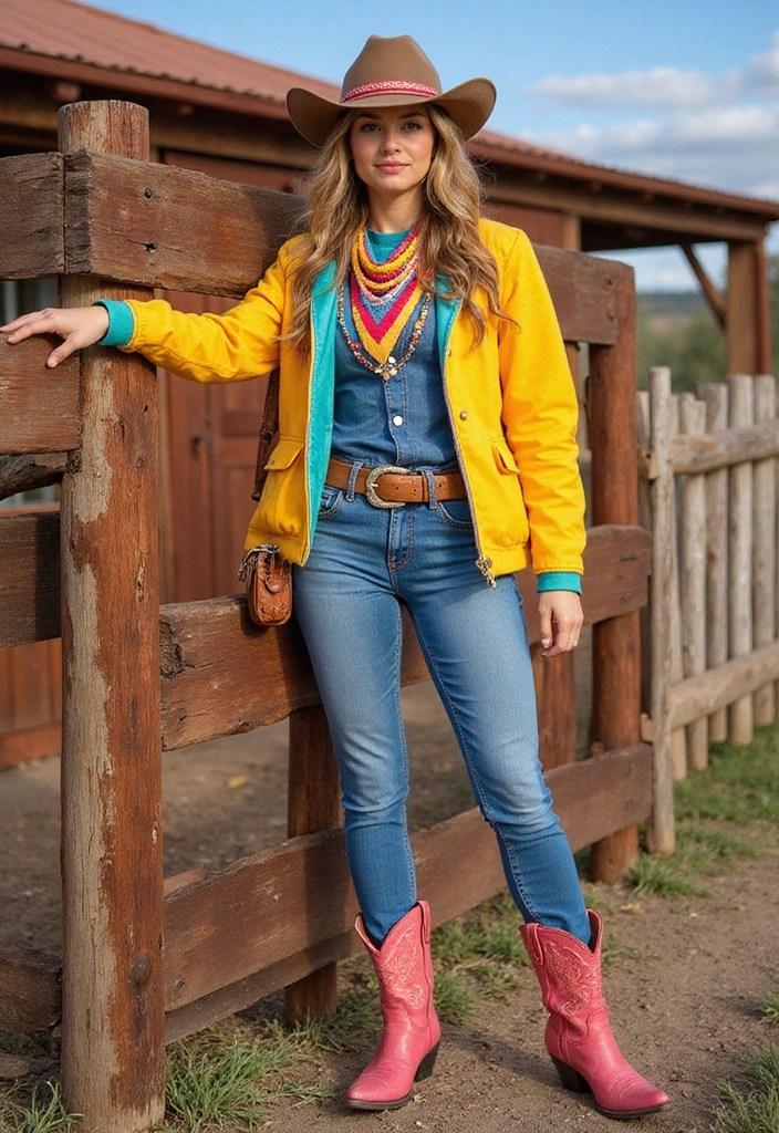 21 Cowgirl Outfits That'll Have You Yelling 'Yeehaw!' (You Won't Believe #7!) - 15. Color Pop Cowgirl